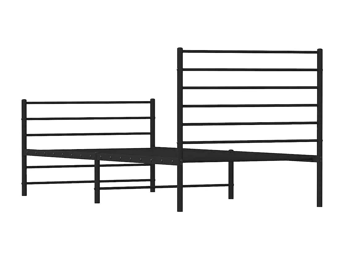 Lit simple | Lit adulte, enfant | Cadre de lit métal avec pied de lit noir 75x190 cm