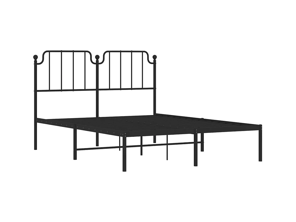 Lit double | Lit adulte | Cadre de lit métal avec tête de lit noir 140x190cm