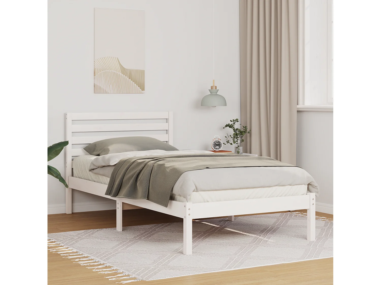 Lit simple | Lit adulte, enfant | Cadre de lit Blanc 80x200 cm Bois massif en pin