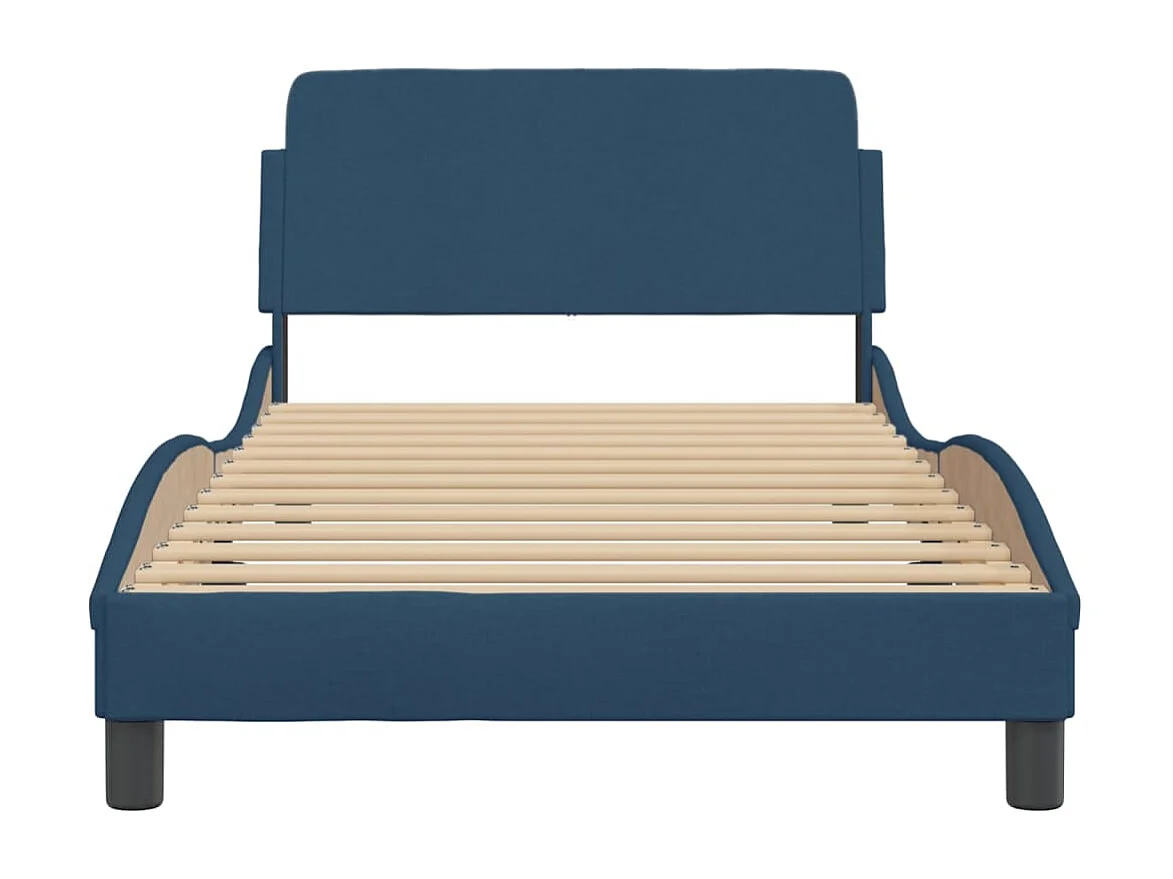Lit simple | Lit adulte, enfant | Cadre de lit avec tête de lit bleu 100x200cm tissu