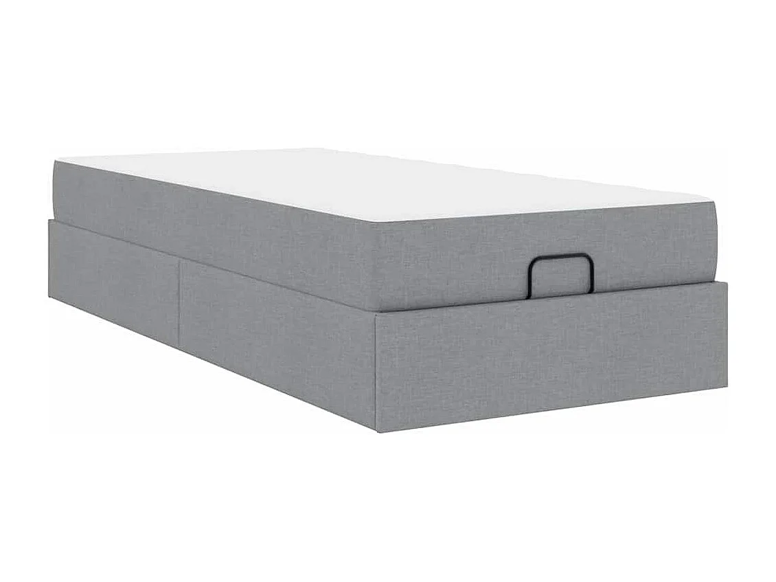 Lit simple | Lit adulte, enfant | Cadre de lit avec matelas Gris clair 90x190 cm tissu