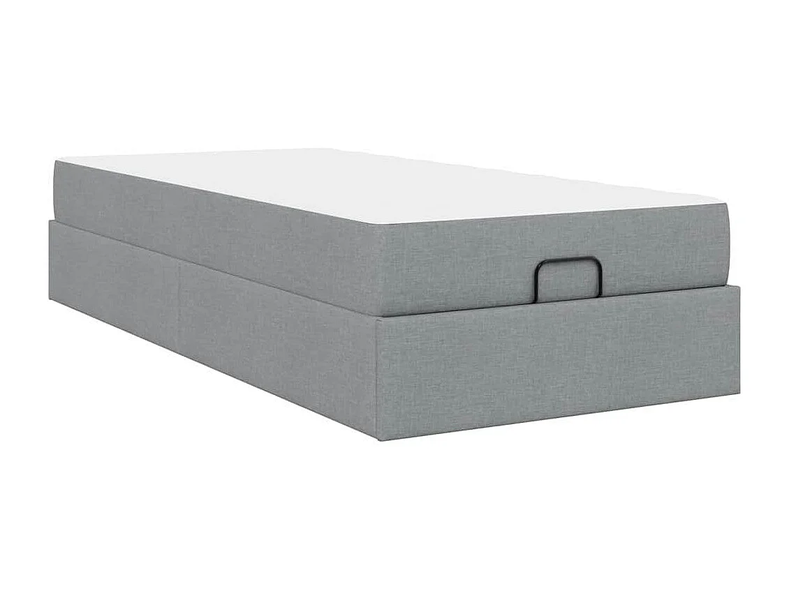 Lit simple | Lit adulte, enfant | Cadre de lit avec matelas Gris clair 90x190 cm tissu