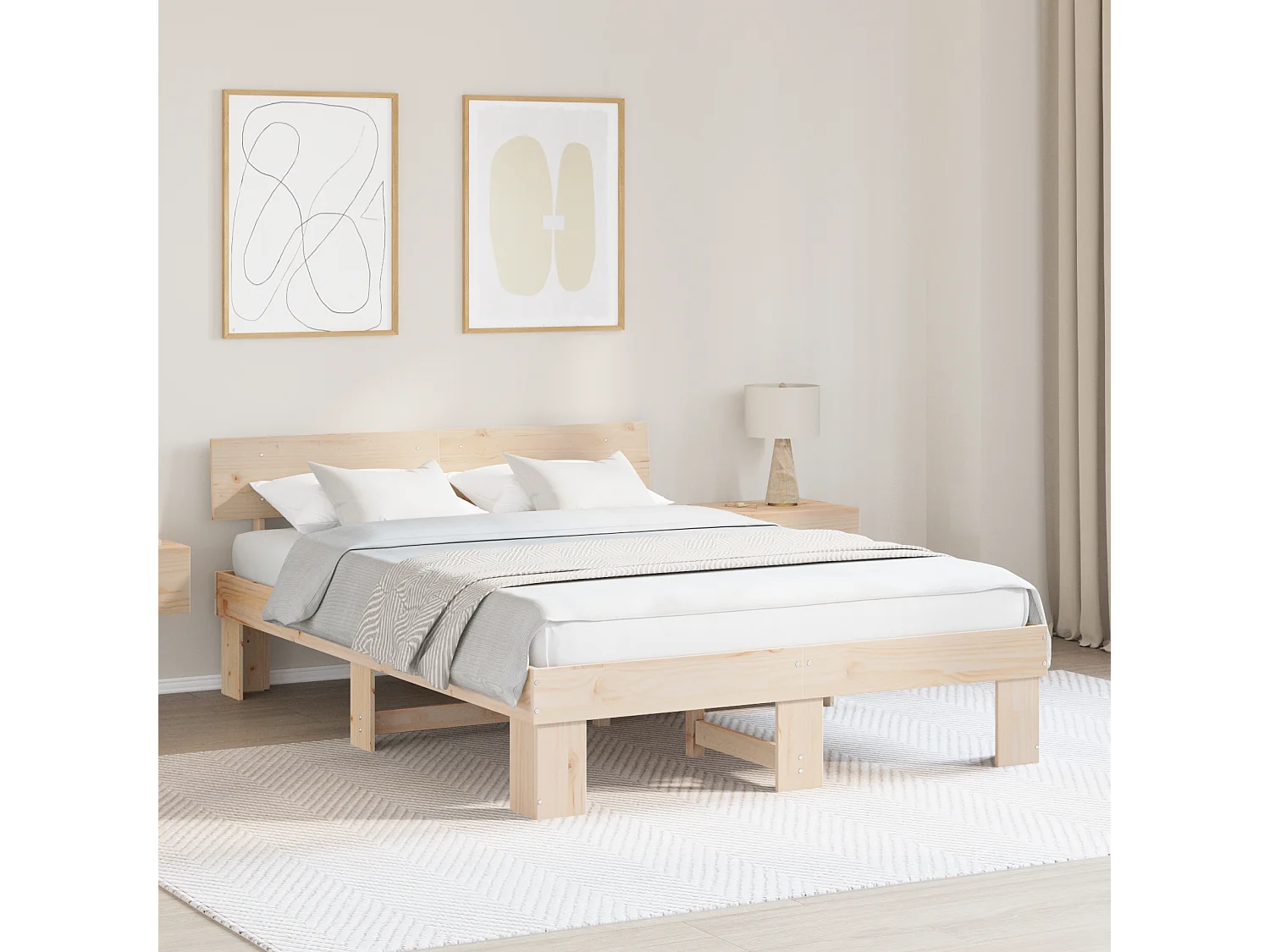 Lit double | Lit adulte | Cadre de lit Marron 140x200 cm Bois massif en pin