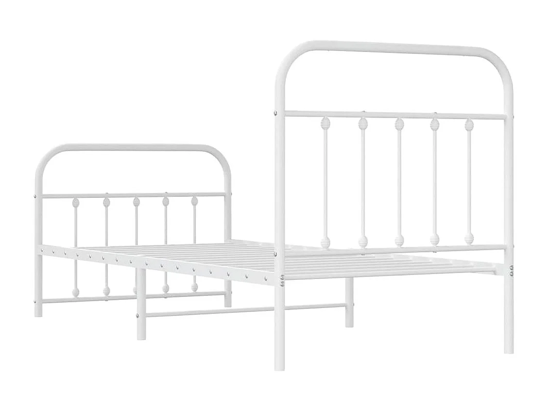 Lit simple | Lit adulte, enfant | Cadre de lit métal avec pied de lit blanc 90x200cm