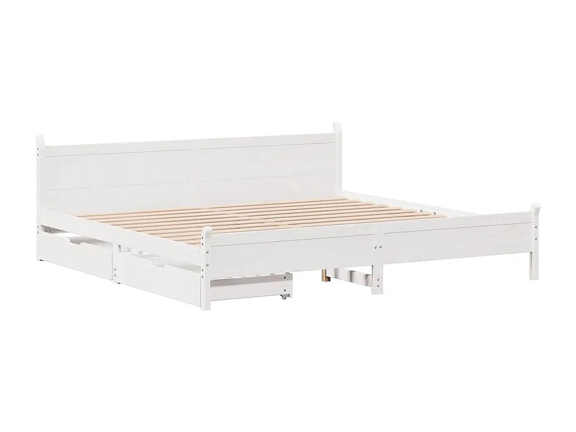 Letto per adulti | Letto matrimoniale | Giroletto senza Materasso Bianco 200x200 cm Legno Massello Pino