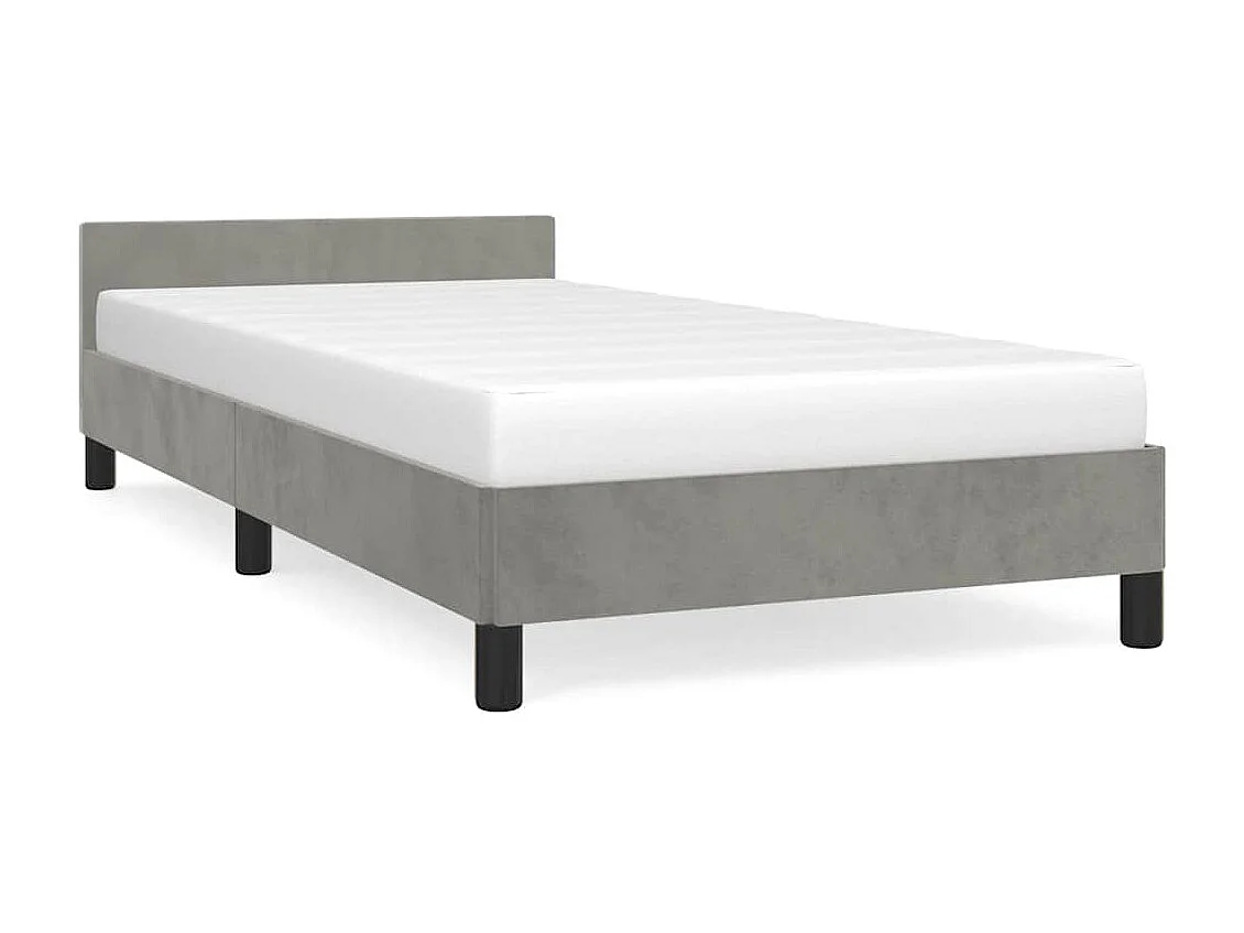 Lit simple | Lit adulte, enfant | Cadre de lit gris clair 80x200 cm velours