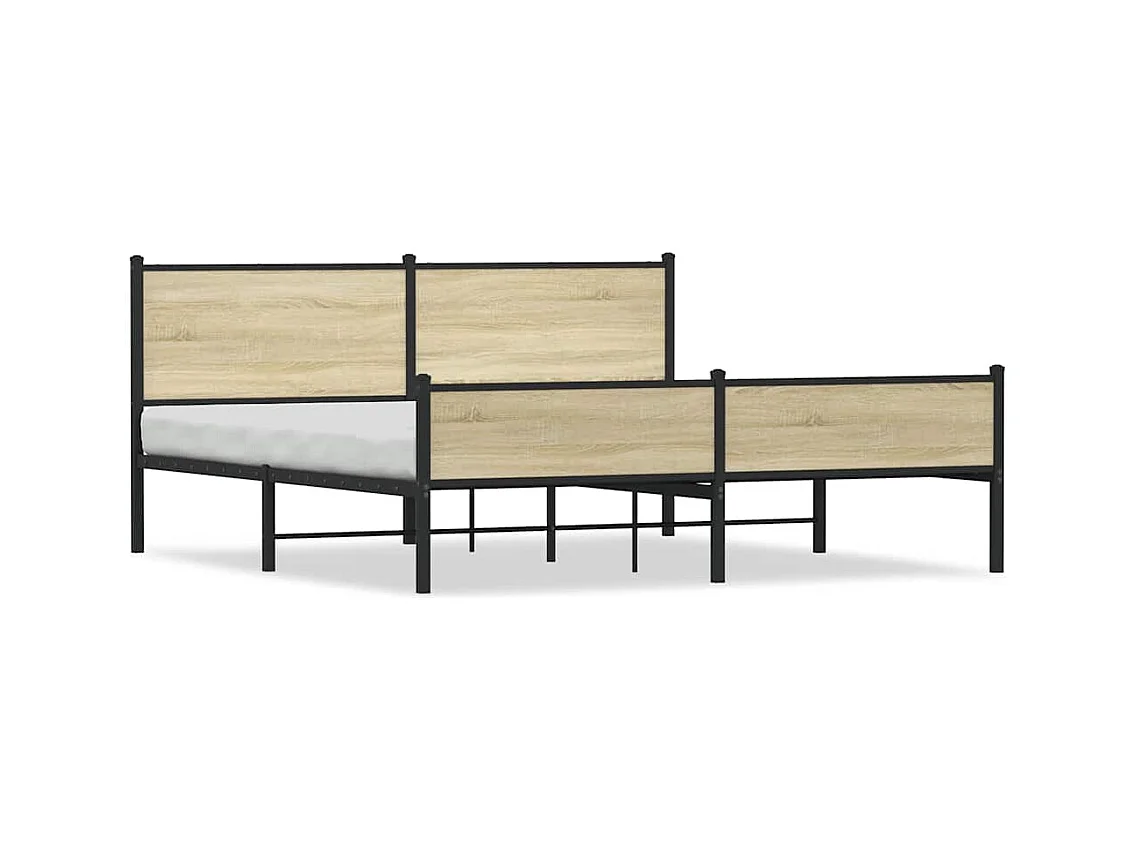 Letto per adulti | Letto matrimoniale | Giroletto senza Materaso in Metallo Rovere Sonoma 180x200 cm