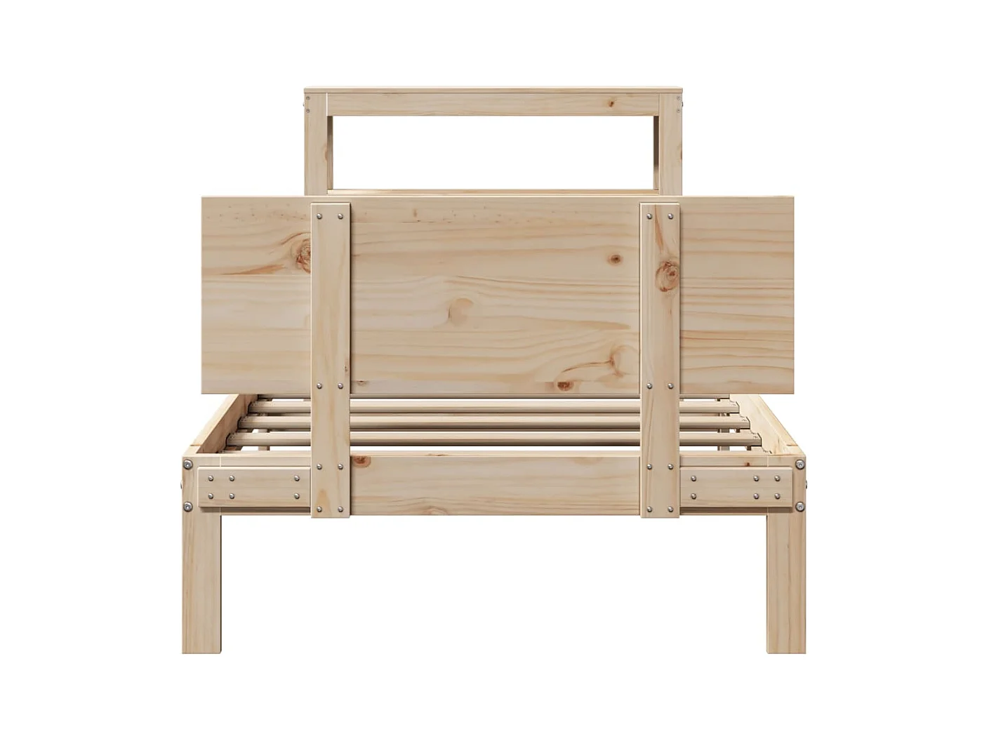 Letto per adulti | Letto singolo | Giroletto con Testiera 90x190 cm in Legno Massello di Pino