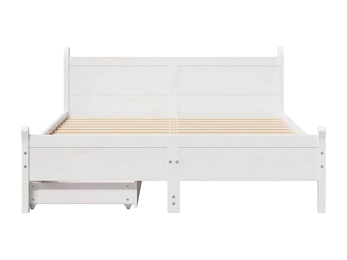 Lit double | Lit adulte | Cadre de lit blanc 150x200 cm bois de pin massif
