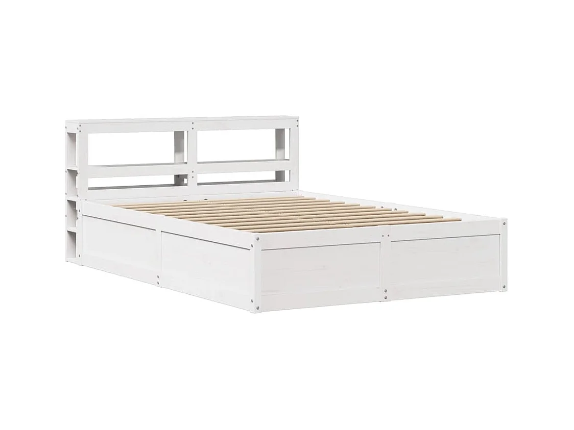 Letto per adulti | Letto singolo | Giroletto con Testiera Bianco 120x190 cm Legno Massello di Pino