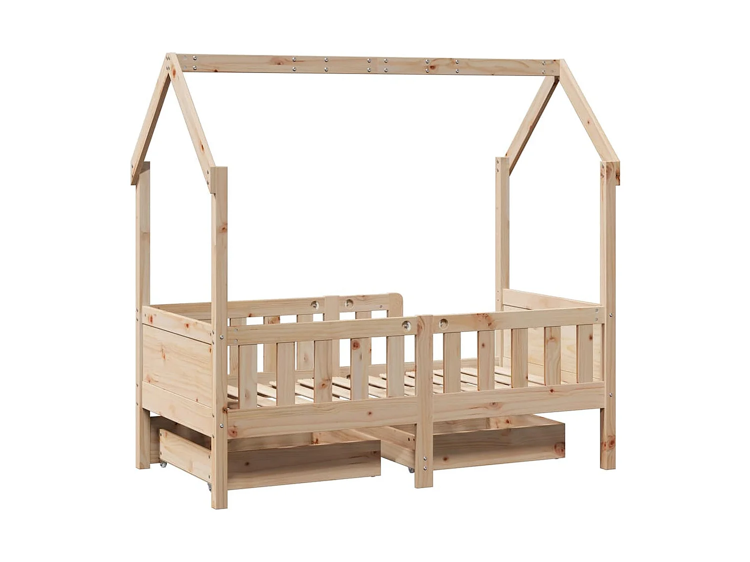 Lit simple | Lit enfant | Cadre de lit enfant avec tiroirs 70x140 cm bois