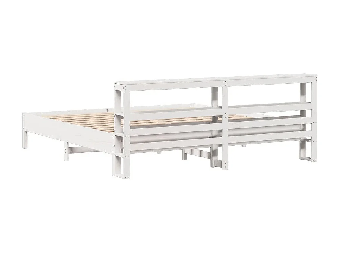 Lit double | Lit adulte | Cadre de lit blanc 180x200 cm bois massif de pin