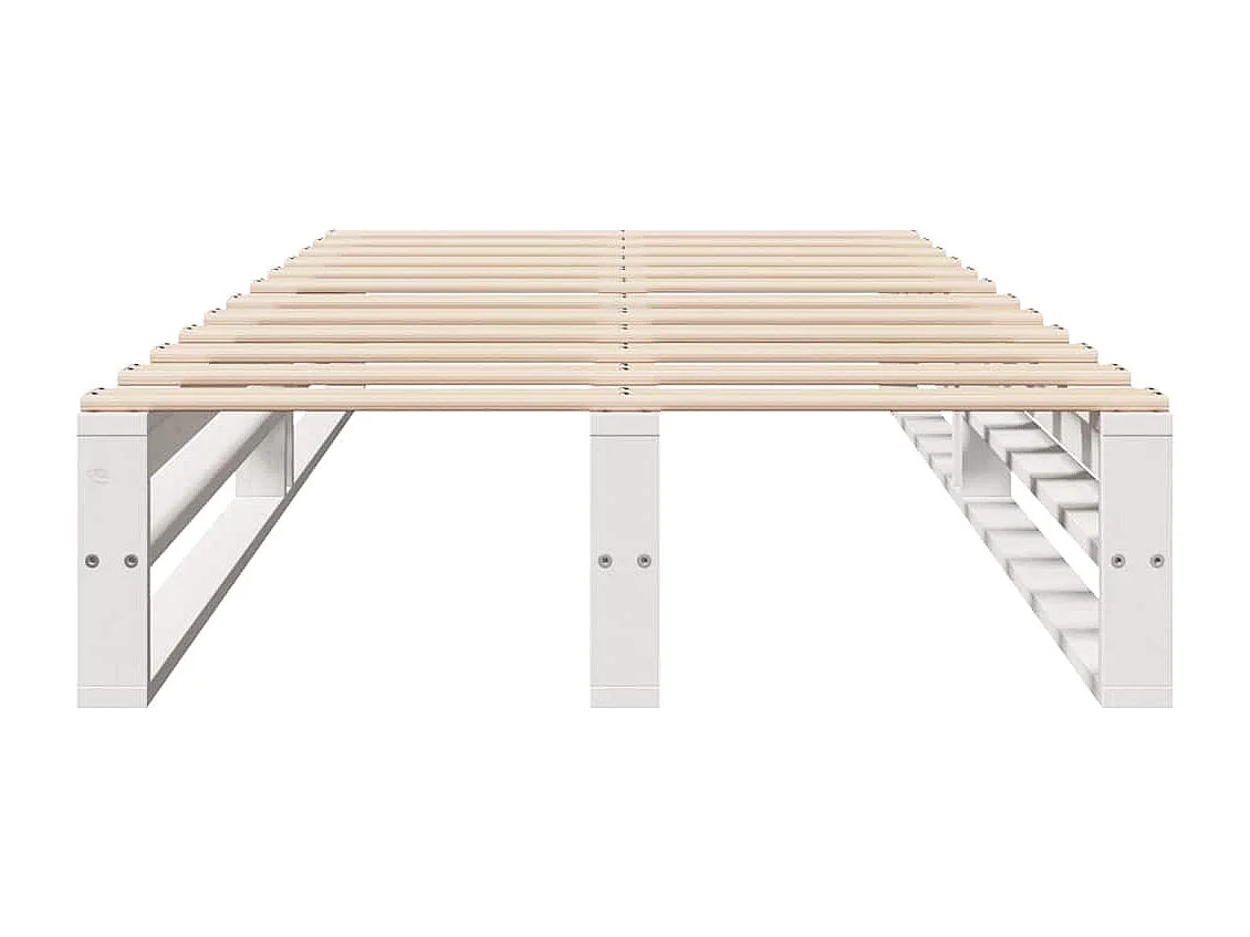 Lit simple | Lit adulte, enfant | Cadre de lit blanc 75x190 cm bois de pin massif