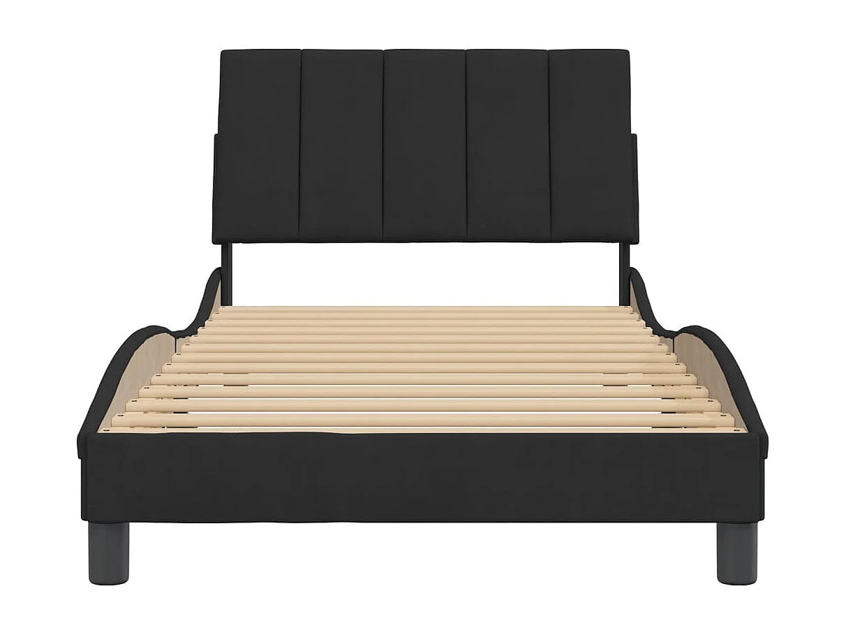 Lit simple | Lit adulte, enfant | Cadre de lit noir 100x200 cm velours