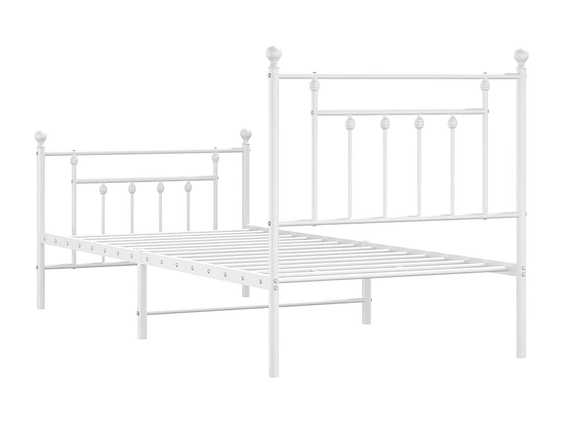 Lit simple | Lit adulte, enfant | Cadre de lit métal avec pied de lit blanc 90x190cm