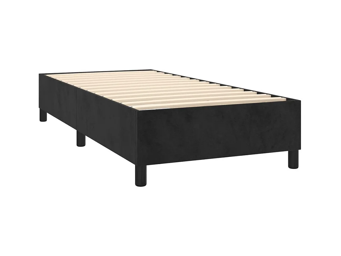 Lit simple | Lit adulte, enfant | Cadre de lit noir 90x200 cm velours