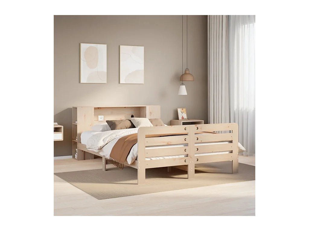 Letto per adulti | Letto matrimoniale | Giroletto senza Materasso 140x200 cm in Legno Massello di Pino