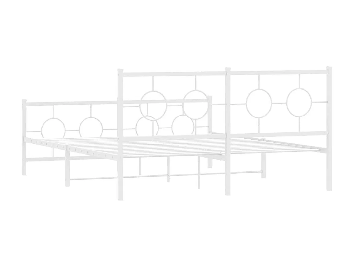 Lit double | Lit adulte | Cadre de lit métal et pied de lit blanc 150x200 cm