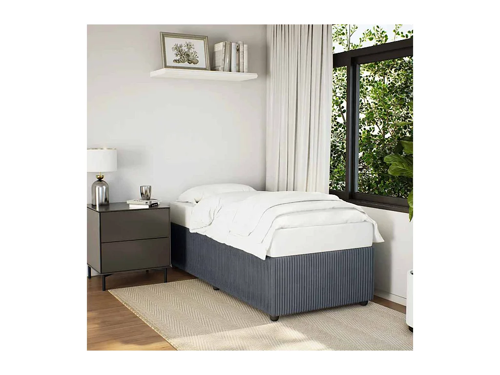 Lit simple | Lit adulte, enfant | Cadre de lit gris foncé 90x200 cm velours