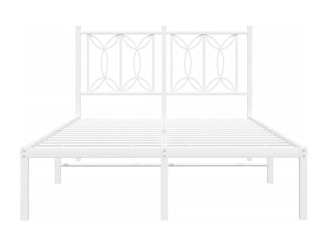 Lit simple | Lit adulte, enfant | Cadre de lit métal et tête de lit blanc 120x190 cm
