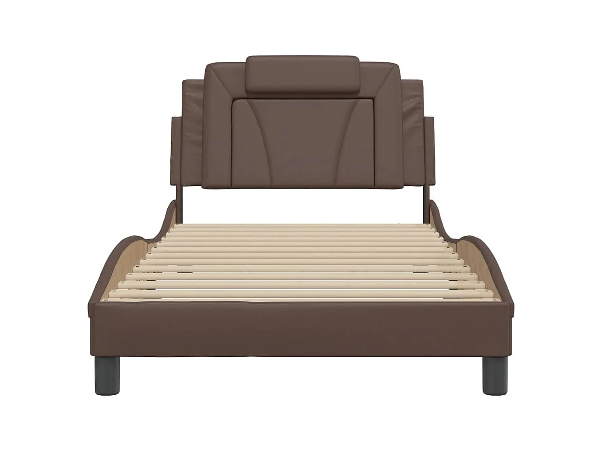 Lit simple | Lit adulte, enfant | Cadre de lit marron 100x200 cm similicuir