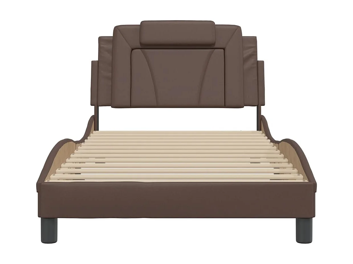 Lit simple | Lit adulte, enfant | Cadre de lit marron 100x200 cm similicuir