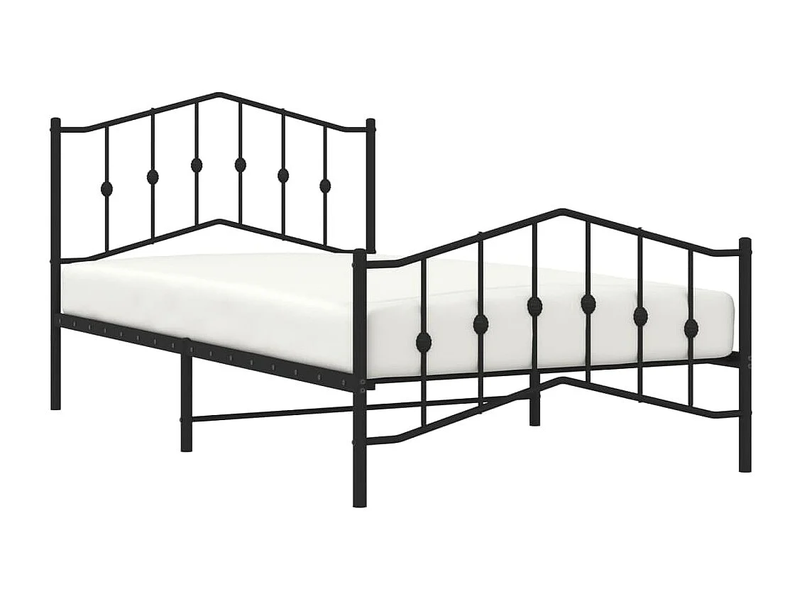 Lit simple | Lit adulte, enfant | Cadre de lit métal avec pied de lit noir 107x203cm