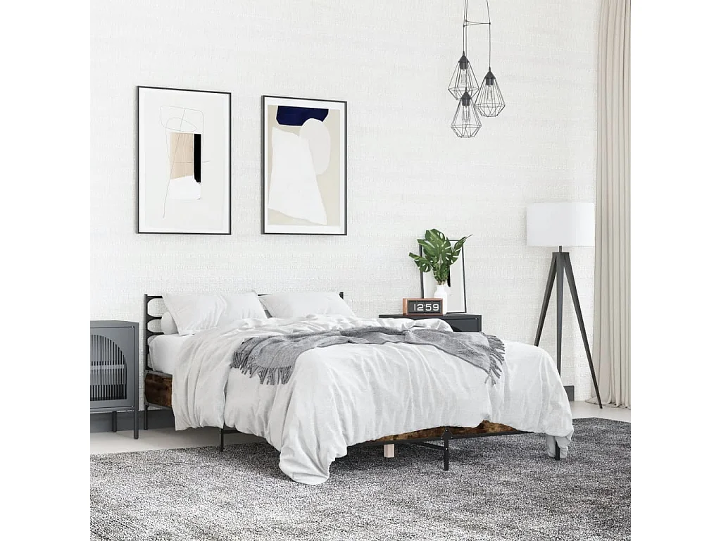 Lit simple | Lit adulte, enfant | Cadre de lit chêne fumé 120x200 cm