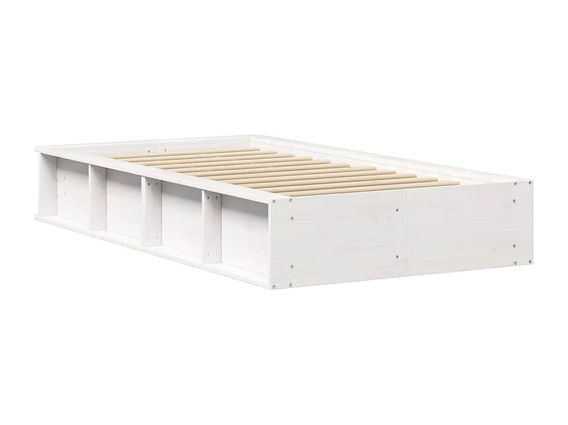 Lit simple | Lit adulte, enfant | Cadre de lit avec stockage Blanc 90x190 cm bois