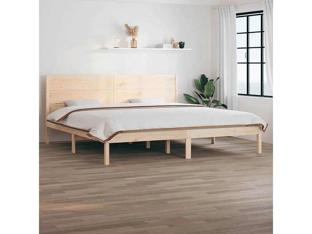 Lit double | Lit adulte | Cadre de lit 200x200 cm bois massif de pin