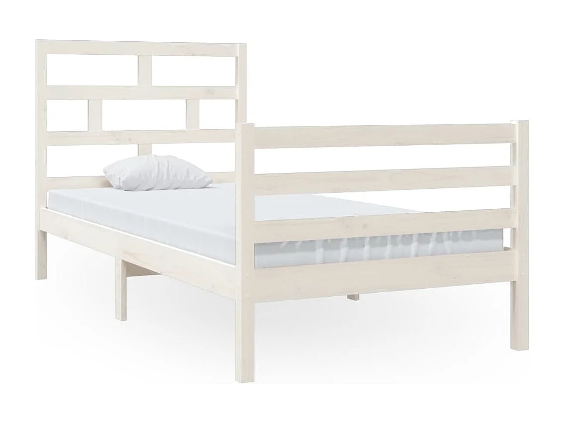 Lit simple | Lit adulte, enfant | Cadre de lit blanc bois massif 90x200 cm