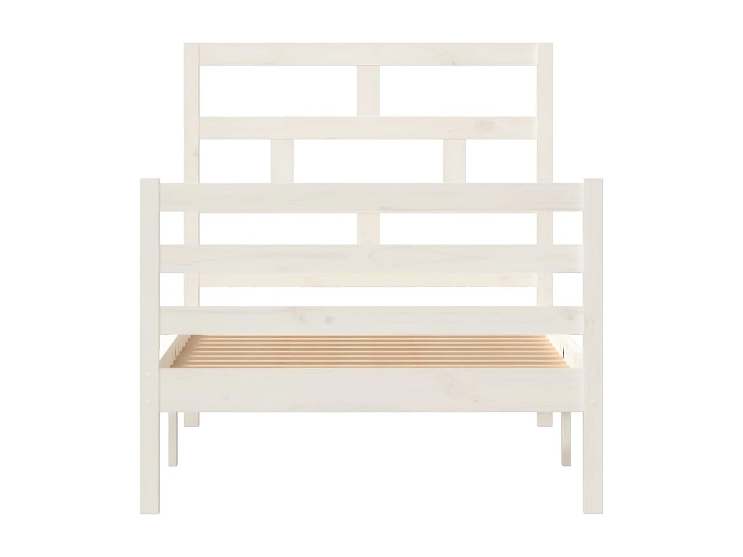 Lit simple | Lit adulte, enfant | Cadre de lit blanc bois massif 90x200 cm