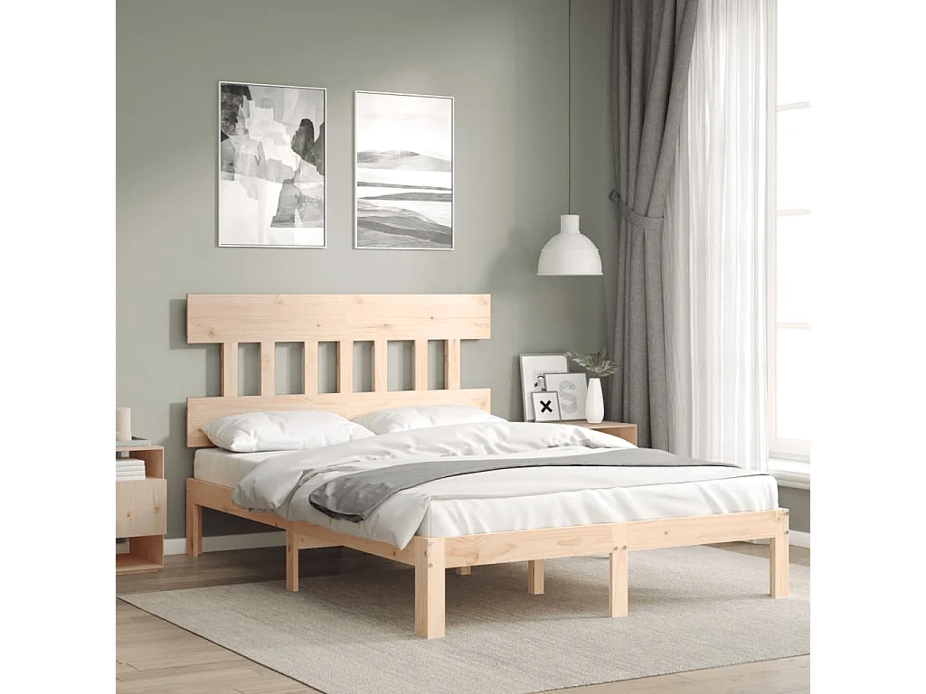Lit double | Lit adulte | Cadre de lit 140x200 cm bois massif de pin