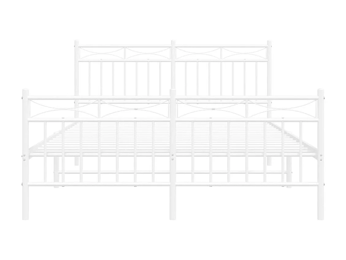 Lit double | Lit adulte | Cadre de lit métal et pied de lit blanc 140x200 cm