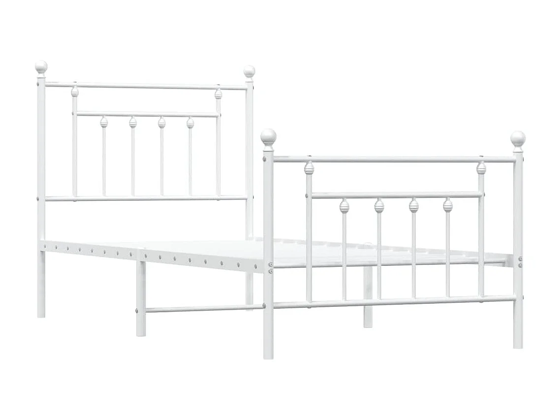 Lit simple | Lit adulte, enfant | Cadre de lit métal avec pied de lit blanc 90x200cm