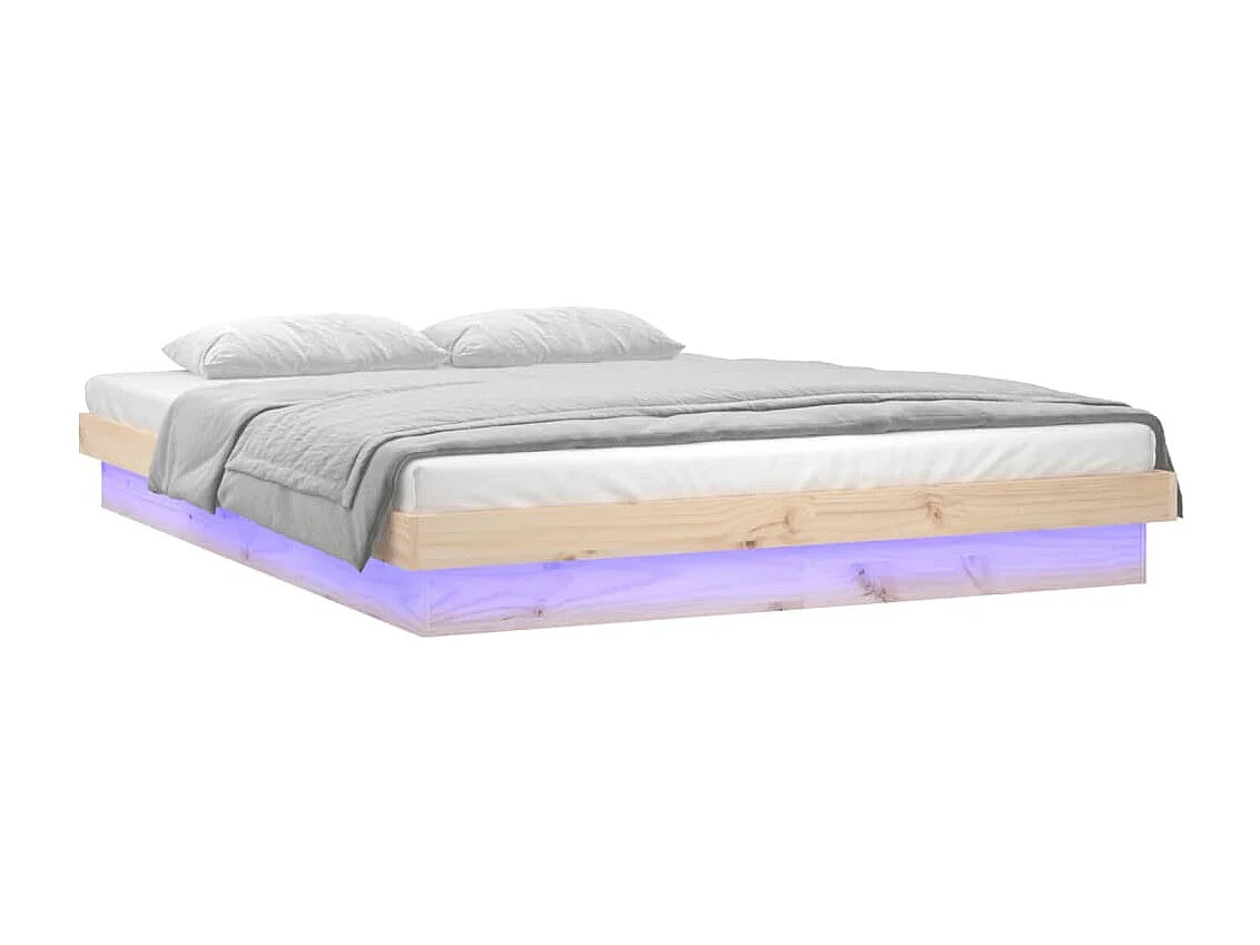Lit simple | Lit adulte, enfant | Cadre de lit à LED bois massif 120x190 cm