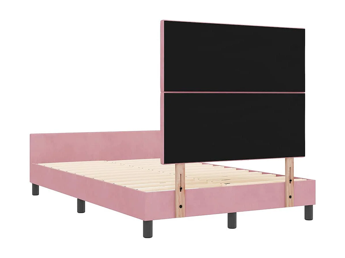 Lit simple | Lit adulte, enfant | Cadre de lit avec tête de lit Rose 120x190 cm Velours