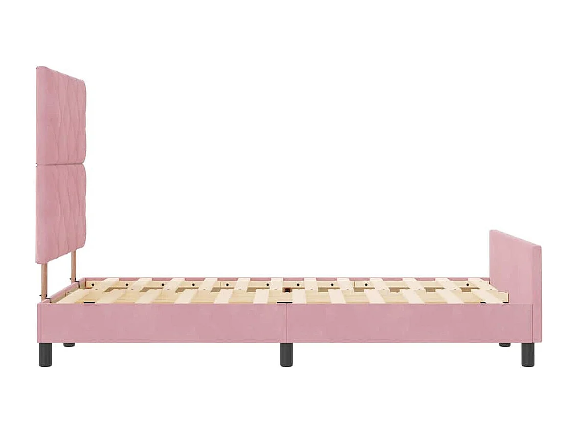 Lit simple | Lit adulte, enfant | Cadre de lit avec tête de lit Rose 120x190 cm Velours