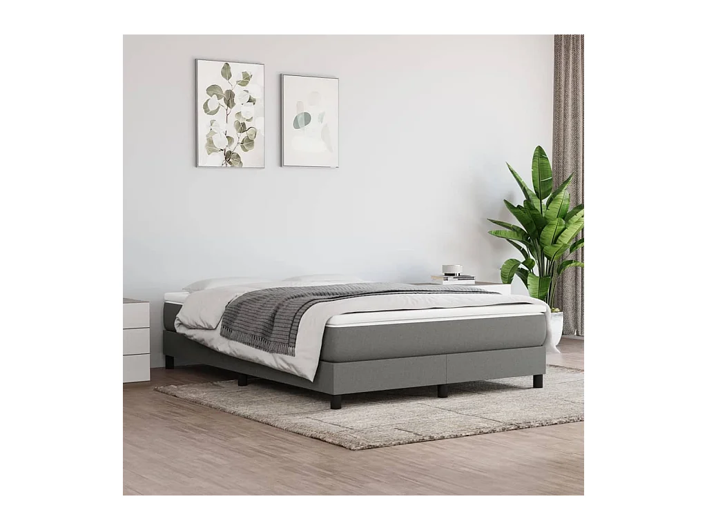 Lit double | Lit adulte | Cadre de lit gris foncé 140x190 cm tissu