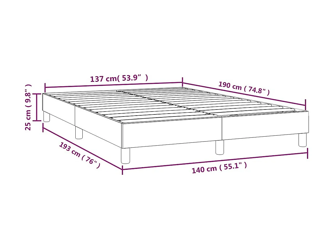 Lit double | Lit adulte | Cadre de lit gris foncé 140x190 cm tissu