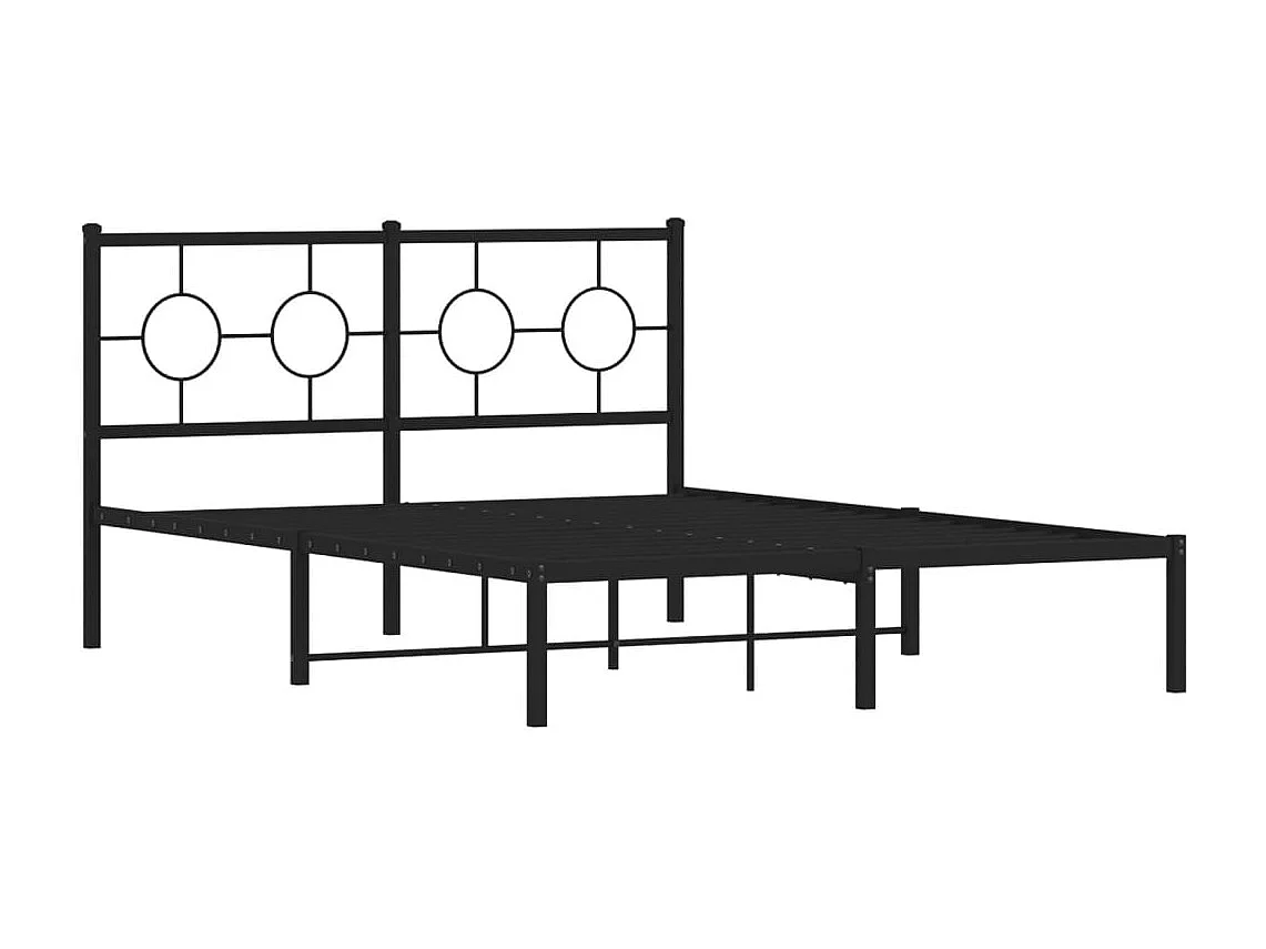 Lit double | Lit adulte | Cadre de lit métal avec tête de lit noir 140x190cm