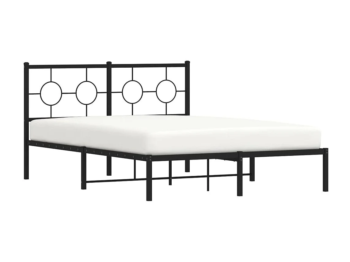 Lit double | Lit adulte | Cadre de lit métal avec tête de lit noir 140x190cm