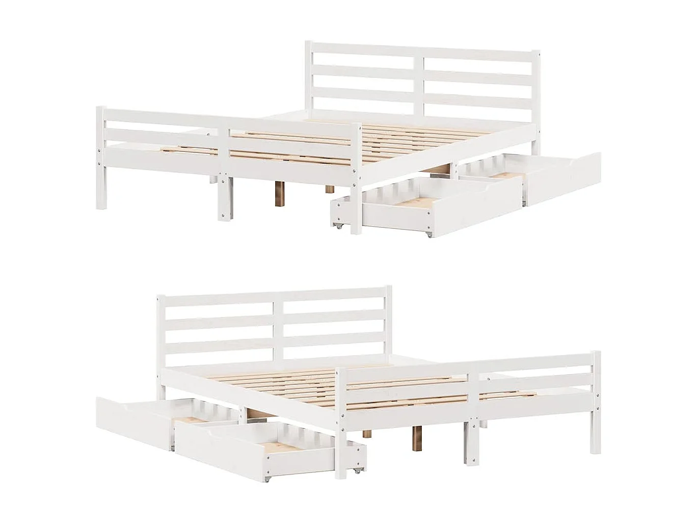 Lit double | Lit adulte | Cadre de lit blanc 140x200 cm bois de pin massif
