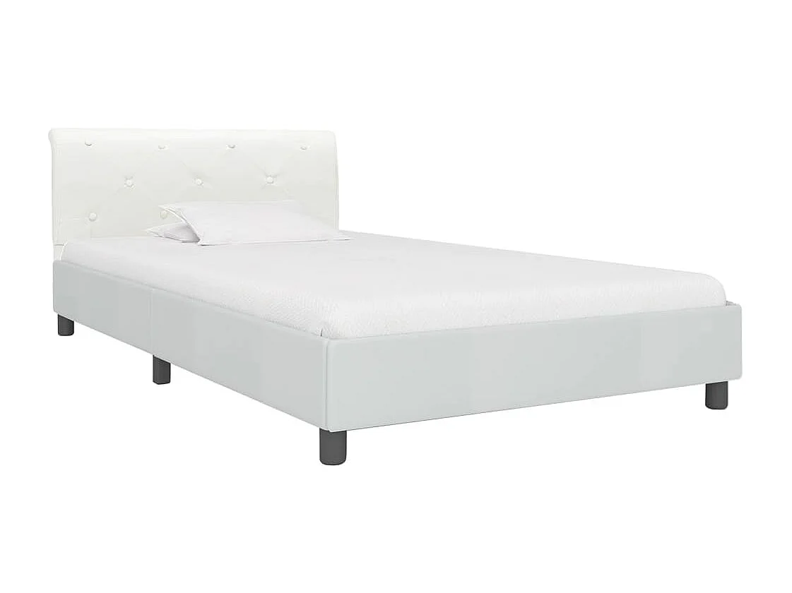 Lit simple | Lit adulte, enfant | Cadre de lit Blanc Similicuir 100x200 cm