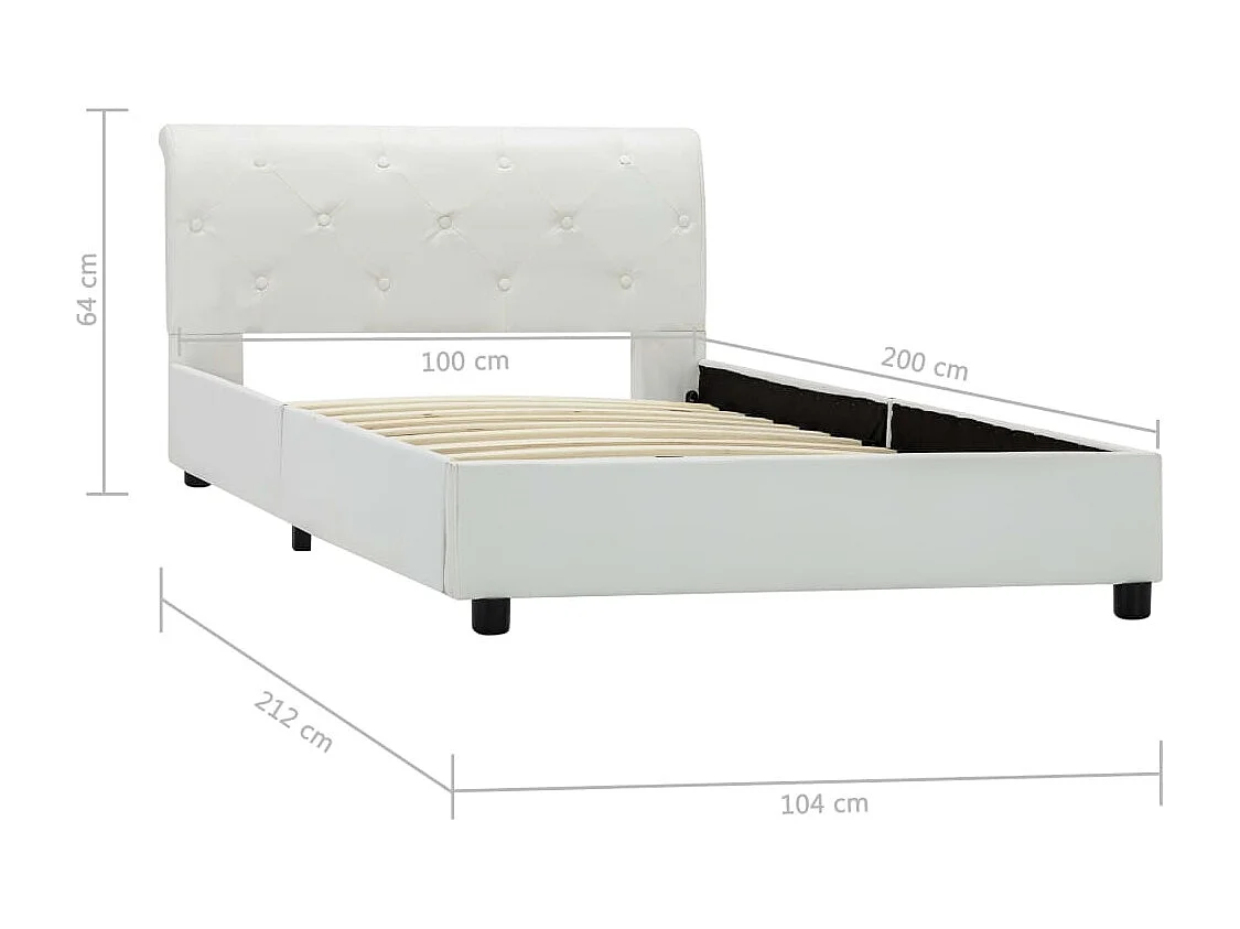 Lit simple | Lit adulte, enfant | Cadre de lit Blanc Similicuir 100x200 cm
