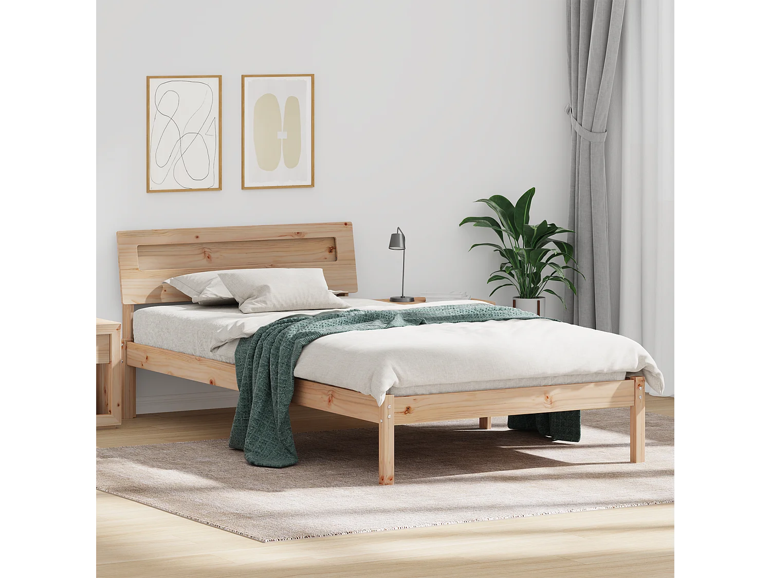 Lit simple | Lit adulte, enfant | Cadre de lit Marron 100x200 cm Bois massif en pin