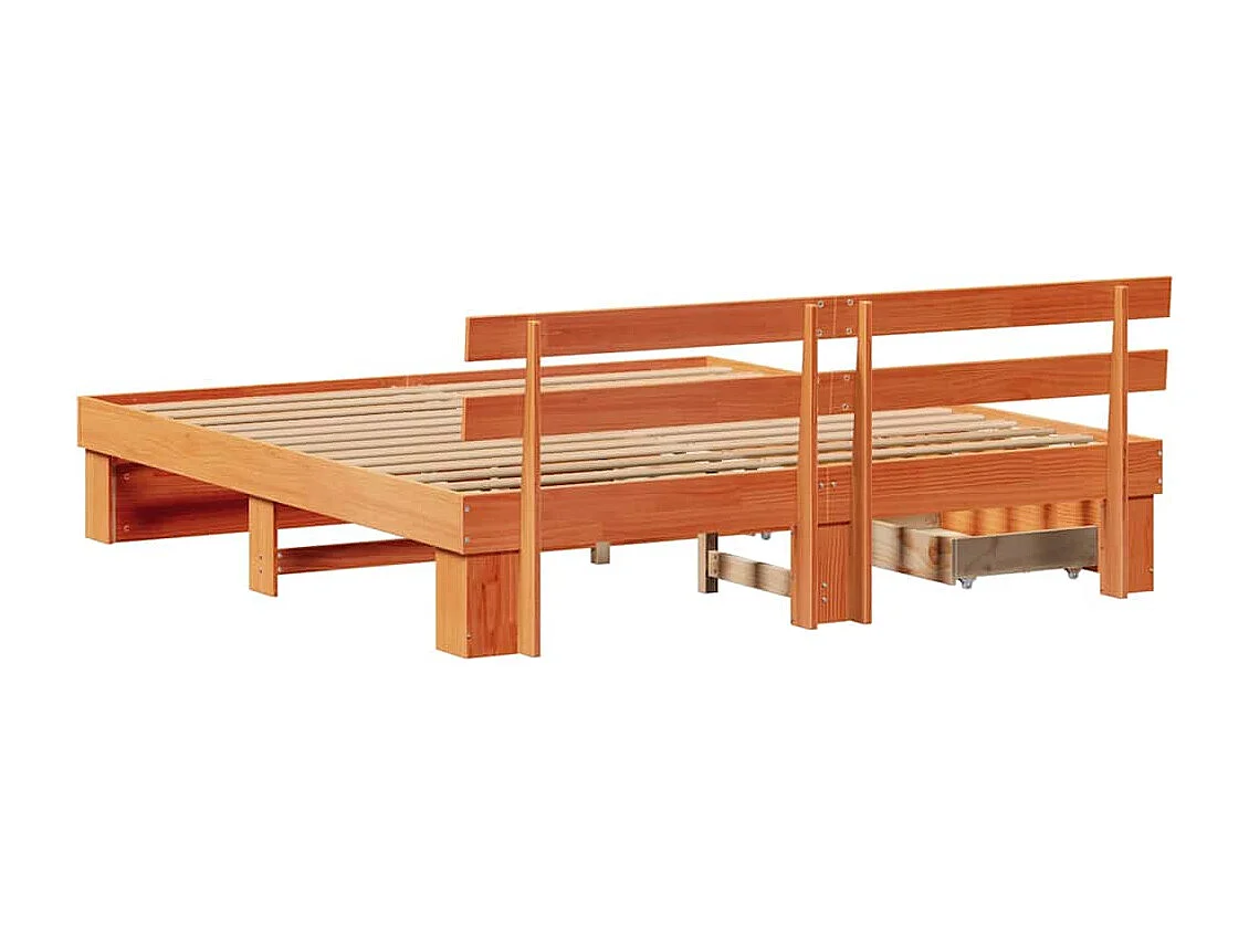 Lit double | Lit adulte | Cadre de lit Marron cire 200x200 cm Bois massif en pin