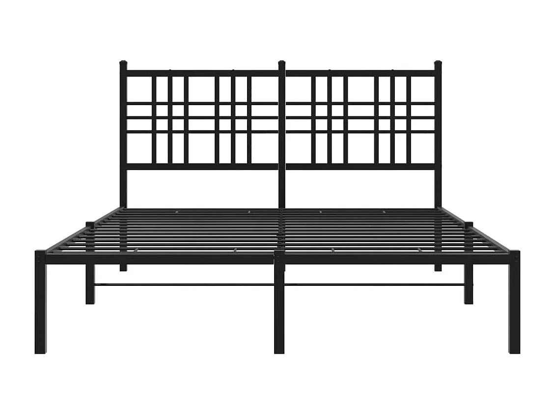 Lit simple | Lit adulte, enfant | Cadre de lit métal avec tête de lit noir 120x200cm