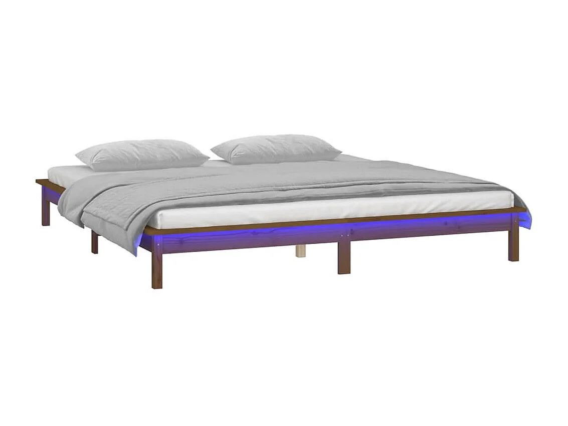 Lit simple | Lit adulte, enfant | Cadre de lit à LED 120x190 cm bois massif