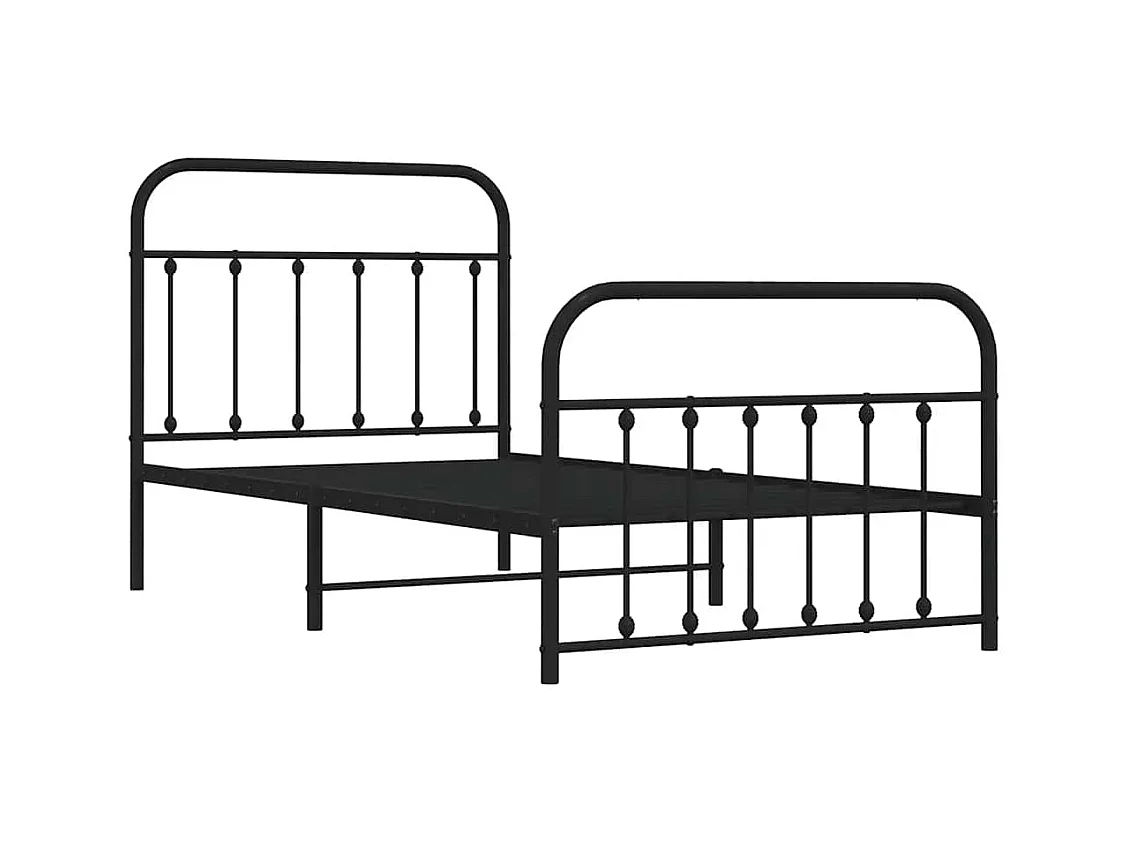 Lit simple | Lit adulte, enfant | Cadre de lit métal avec pied de lit noir 100x190cm